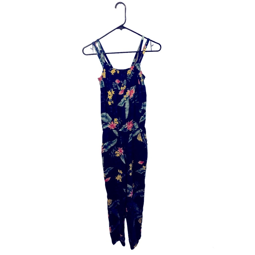 H&M Youth Jumpsuit - Navy Tropical Floral Pattern